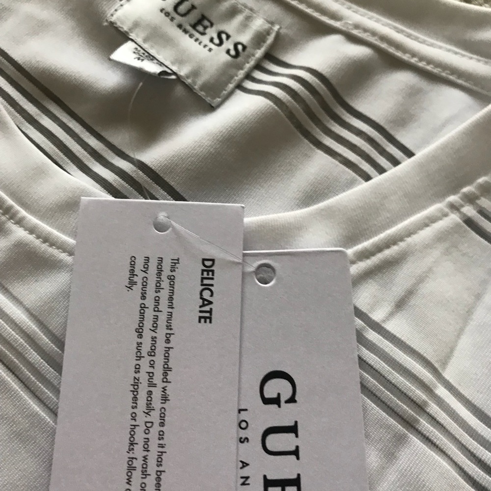 Guess male T-shirt #white #permeablestripes #male